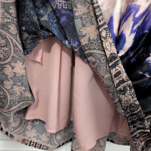 Vintage Cream & Purple Brocade Fit & Flare Dress - Picture 4 of 4